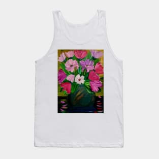 a lovely color combination in this bouquet of flowers in a metallic copper and gold vase Tank Top